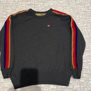 Aviator Nation sweatshirt size small charcoal gray with velour stripes down arm
